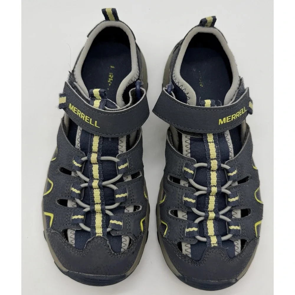 Merrell‎ Sandals Boys Sz 4 Blue Yellow Big Kid's Hydro H2O Hiker Shoes